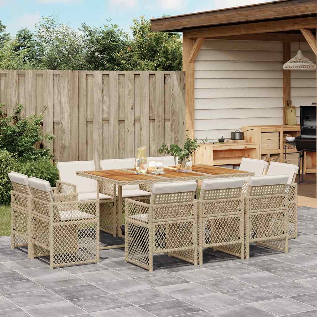 vidaXL 9-delige Tuinset poly rattan zwart