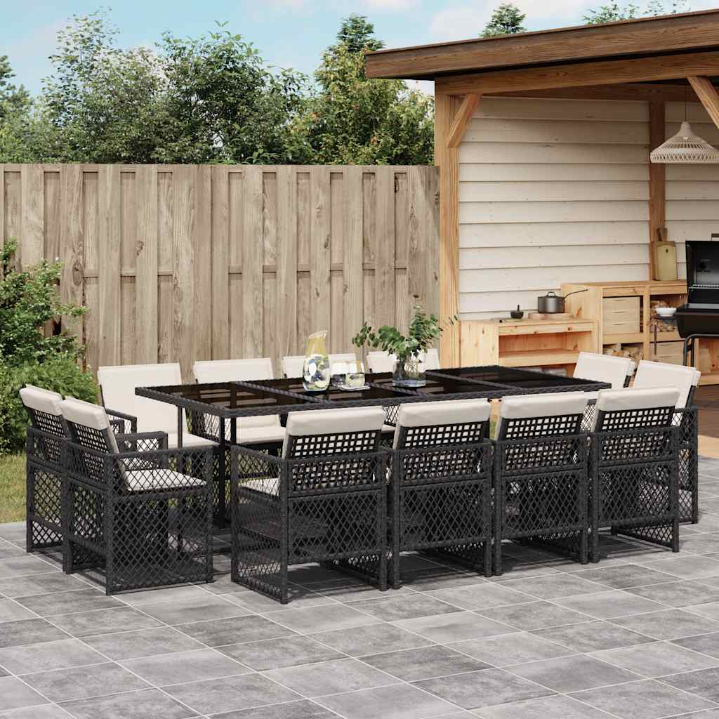 vidaXL 9-delige Tuinset poly rattan zwart