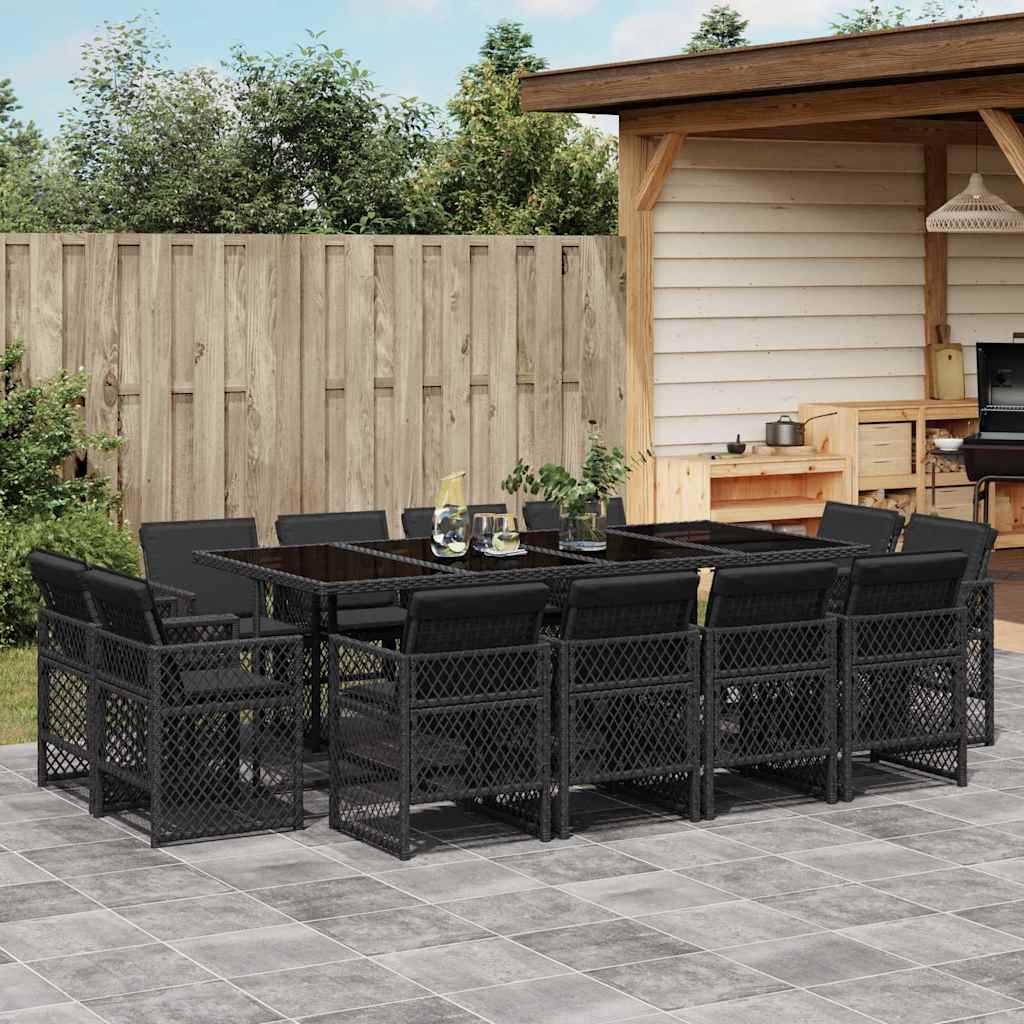 vidaXL 9-delige Tuinset poly rattan zwart