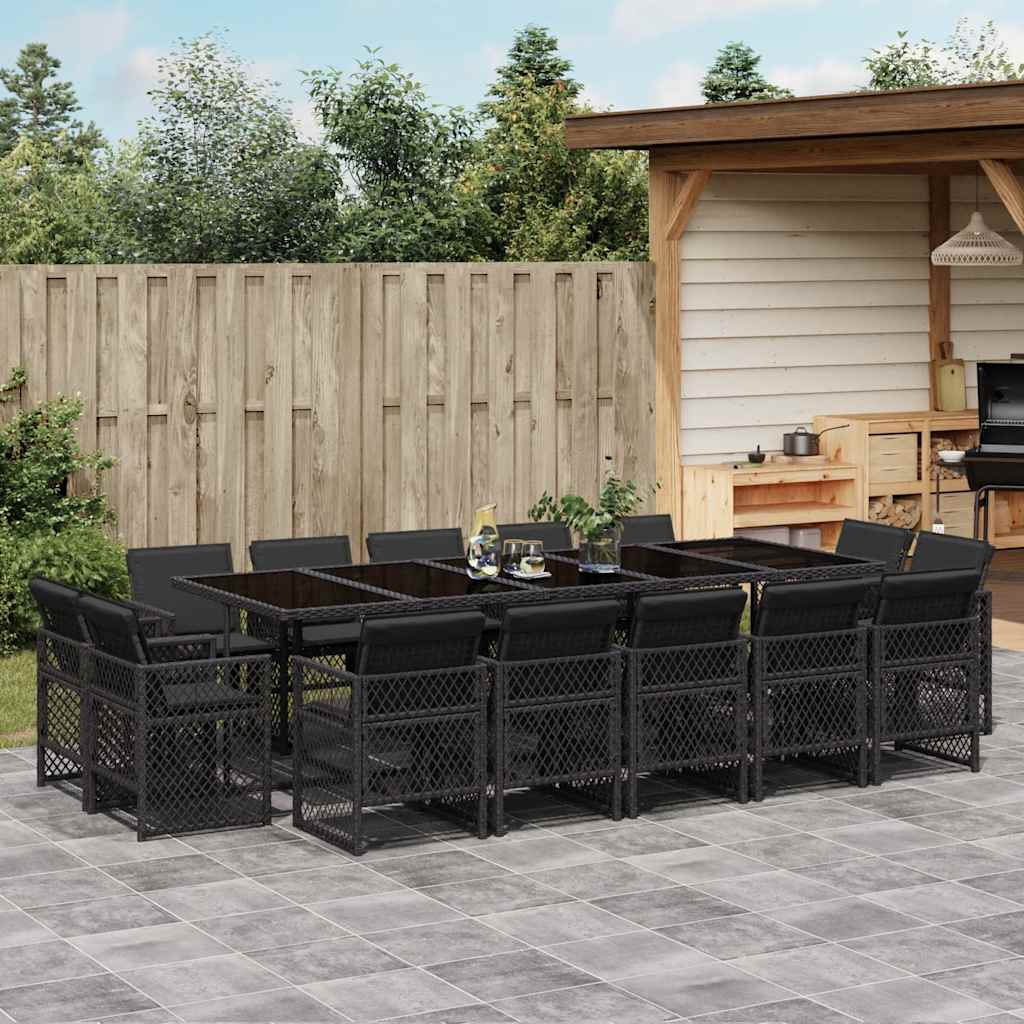 vidaXL 9-delige Tuinset poly rattan zwart