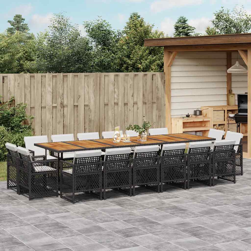 vidaXL 9-delige Tuinset poly rattan zwart