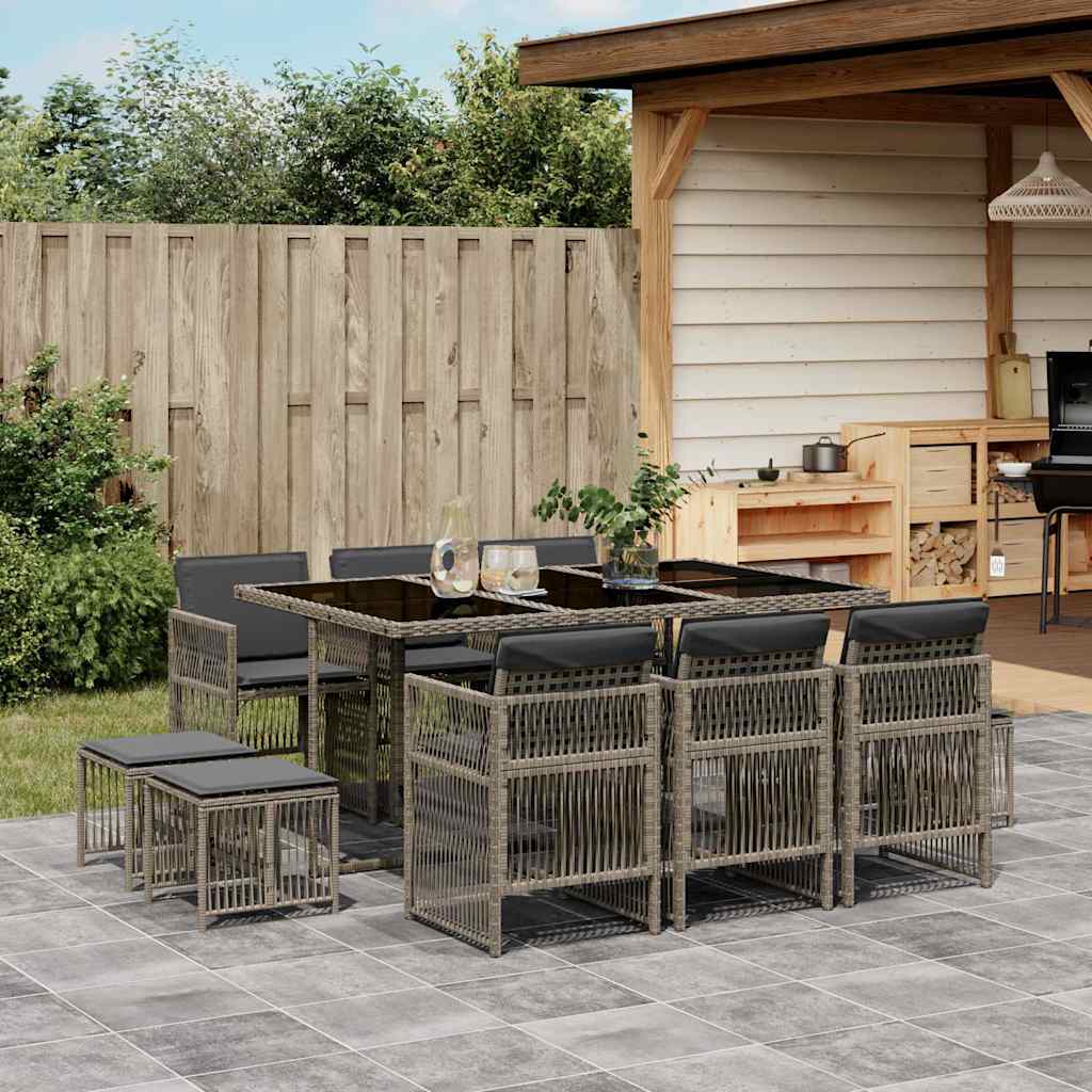 vidaXL 9-delige Tuinset poly rattan zwart