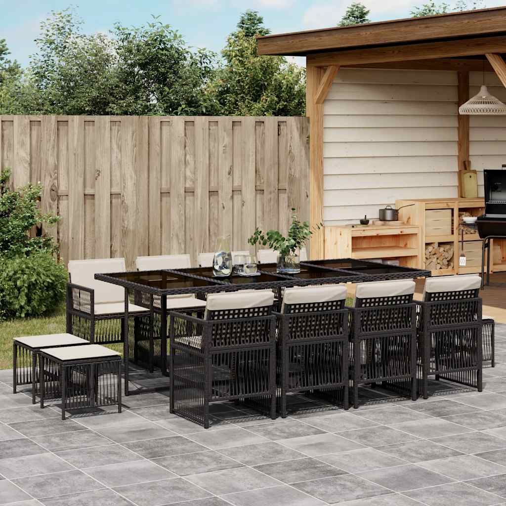 vidaXL 9-delige Tuinset poly rattan zwart