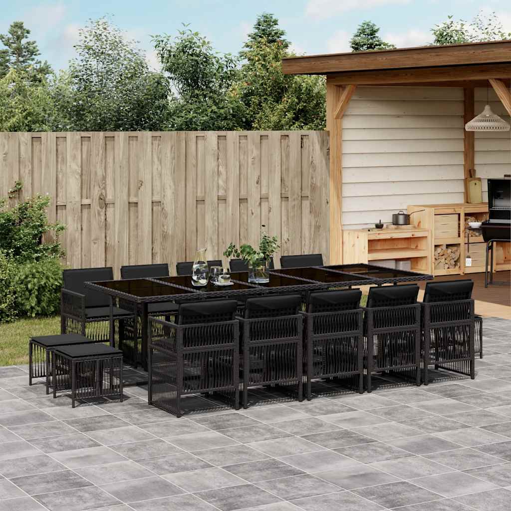 vidaXL 9-delige Tuinset poly rattan zwart