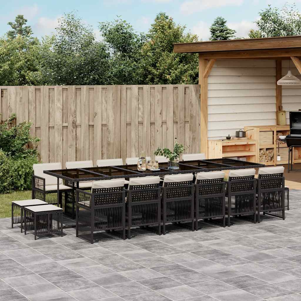 vidaXL 9-delige Tuinset poly rattan zwart