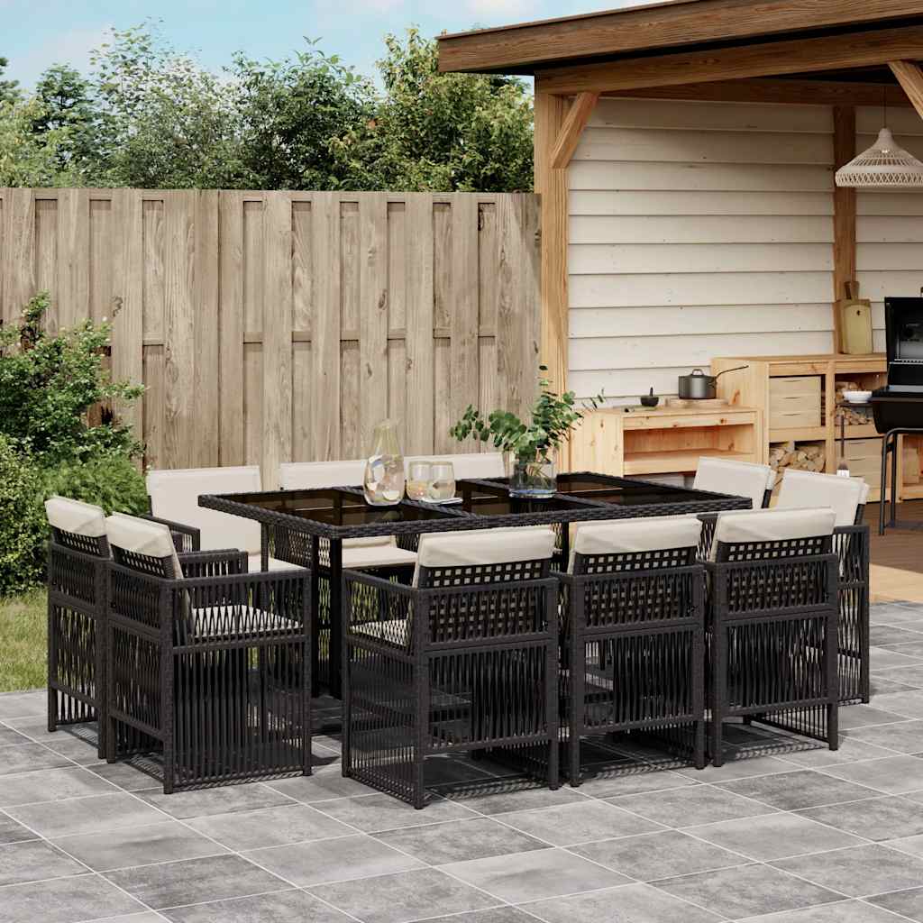 vidaXL 9-delige Tuinset poly rattan zwart