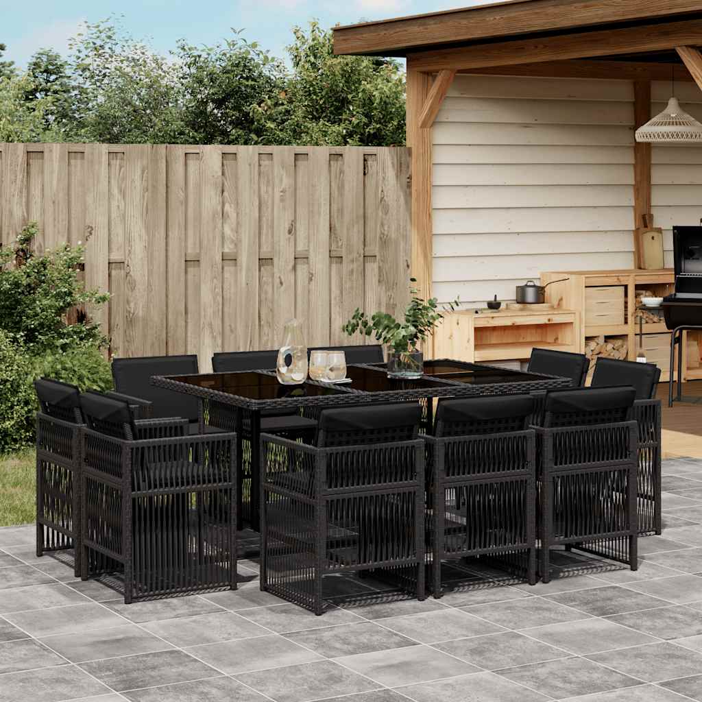 vidaXL 9-delige Tuinset poly rattan zwart