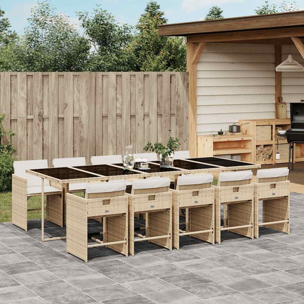 vidaXL 5-delige Tuinset met kussens poly rattan zwart