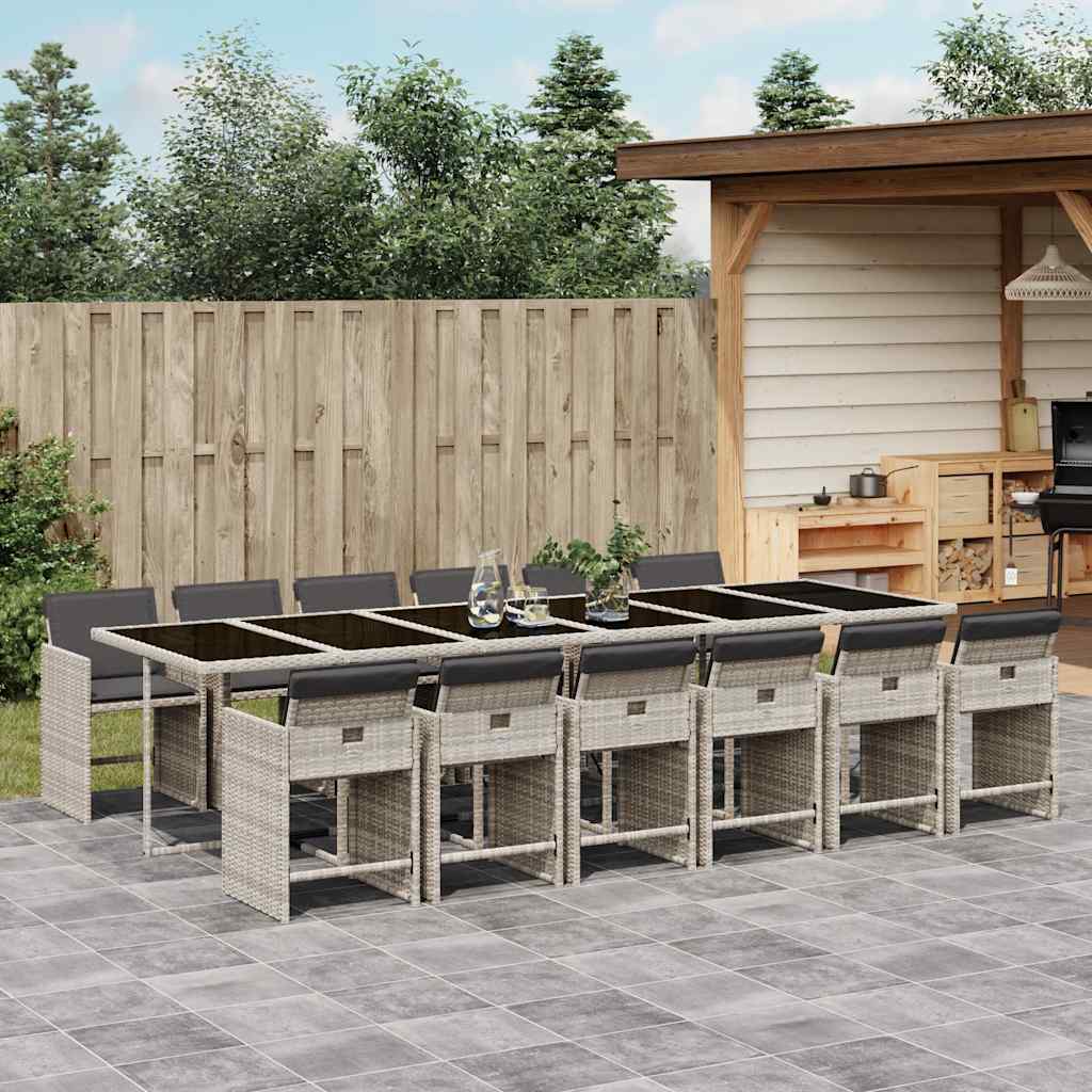 vidaXL 5-delige Tuinset met kussens poly rattan zwart