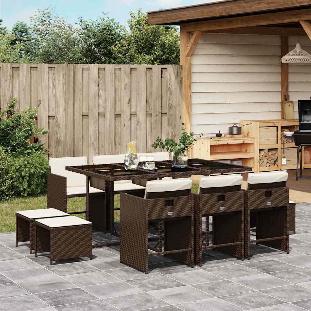 vidaXL 9-delige Tuinset poly rattan zwart