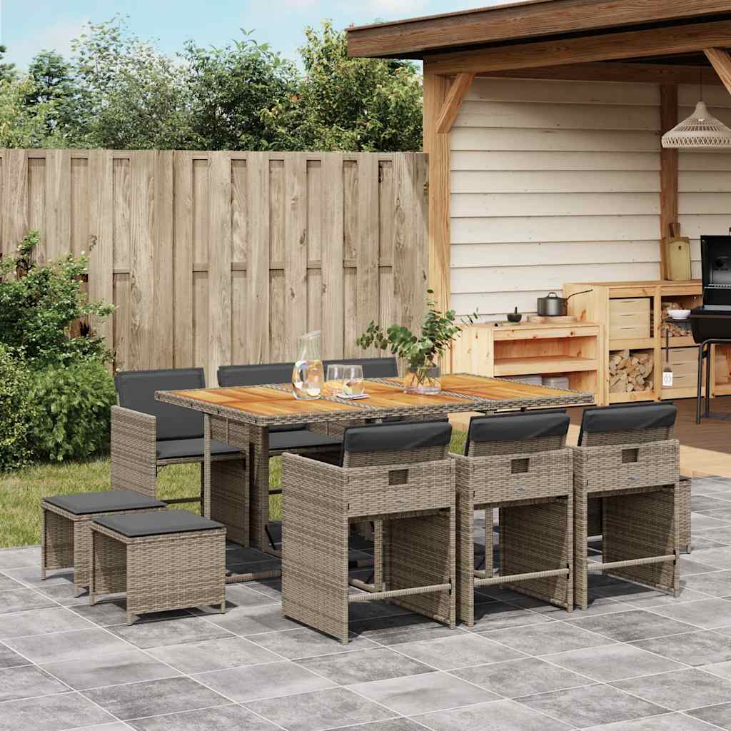 vidaXL 9-delige Tuinset poly rattan zwart