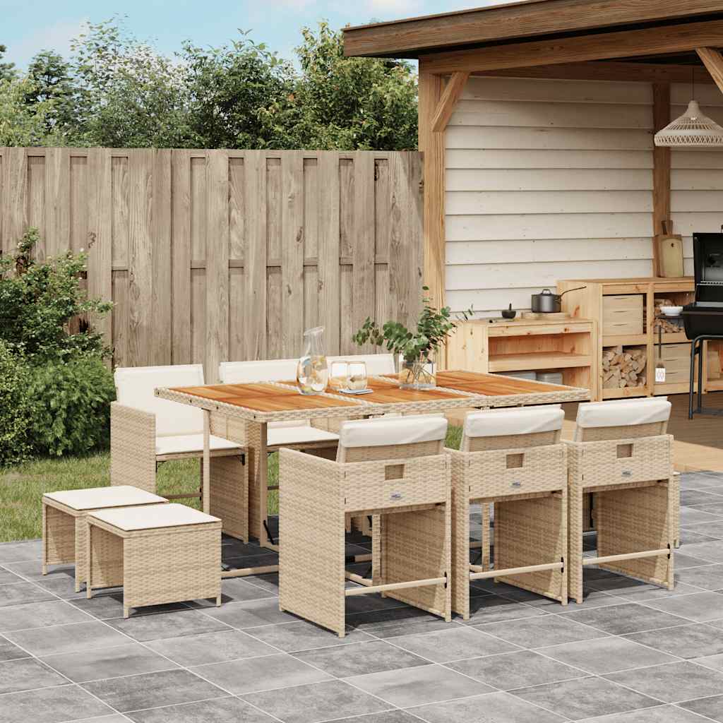 vidaXL 9-delige Tuinset poly rattan zwart