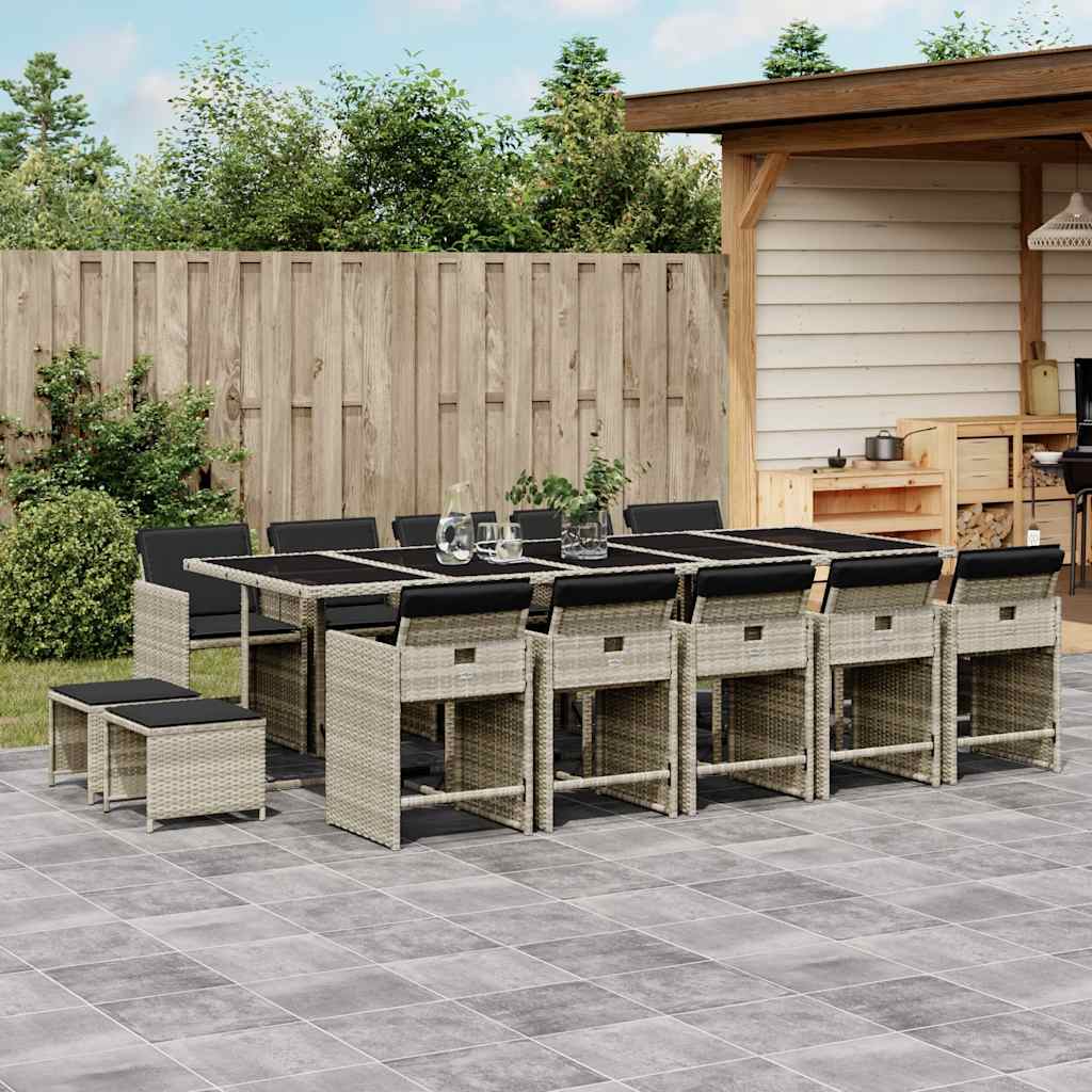 vidaXL 9-delige Tuinset poly rattan zwart