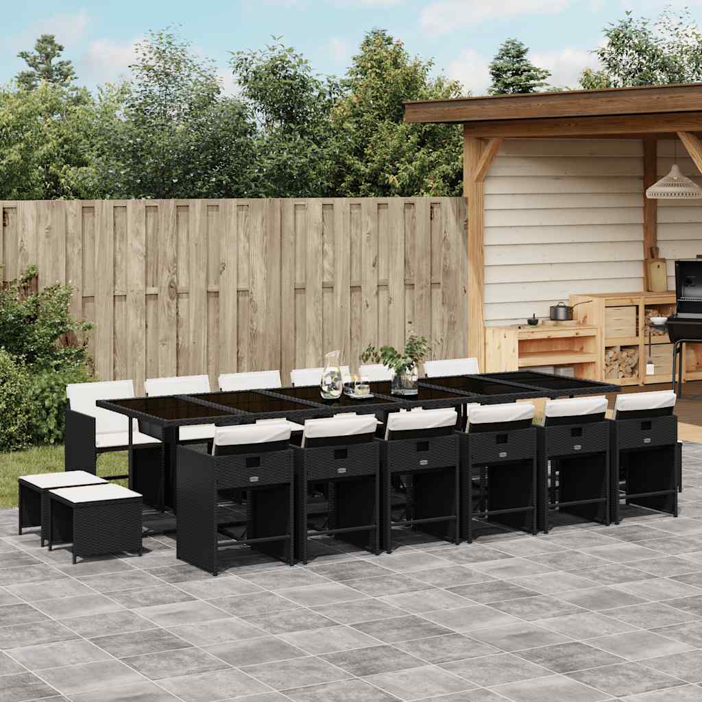 vidaXL 9-delige Tuinset poly rattan zwart