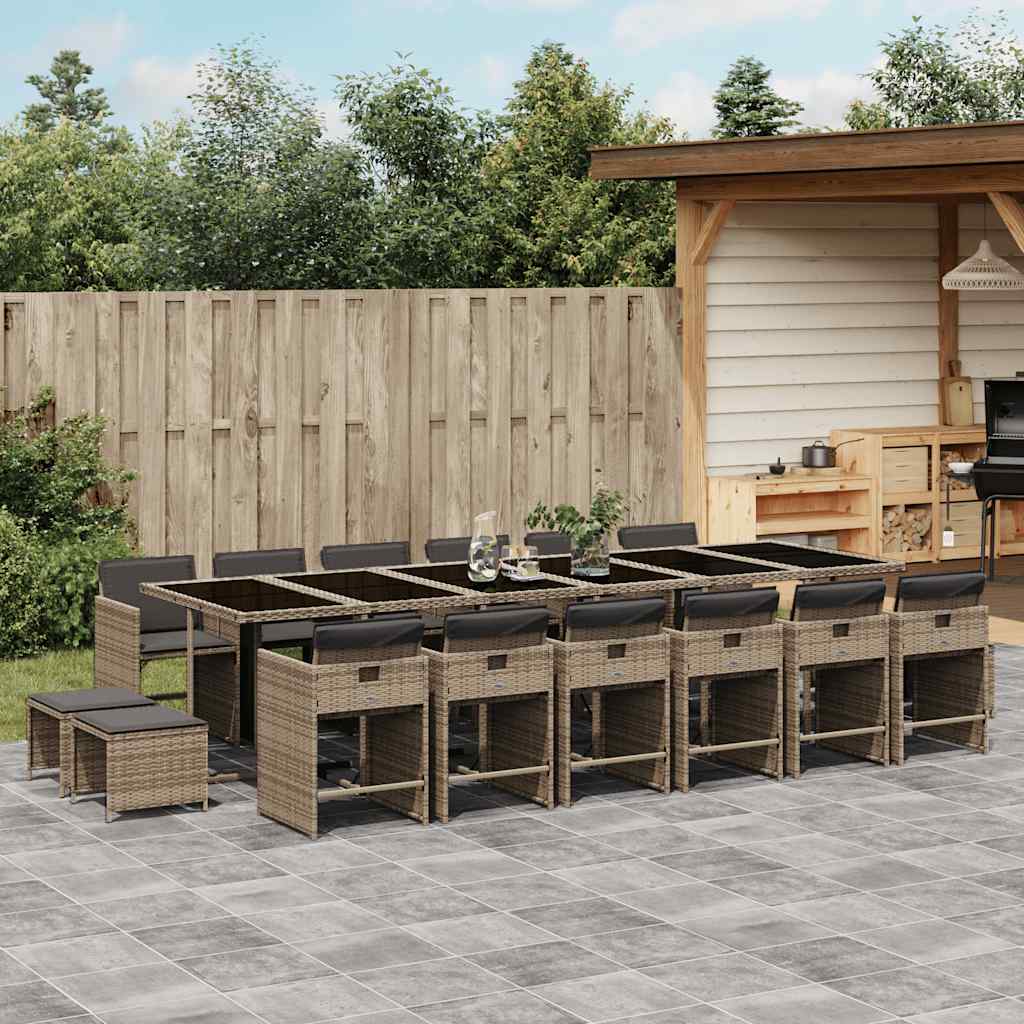 vidaXL 9-delige Tuinset poly rattan zwart