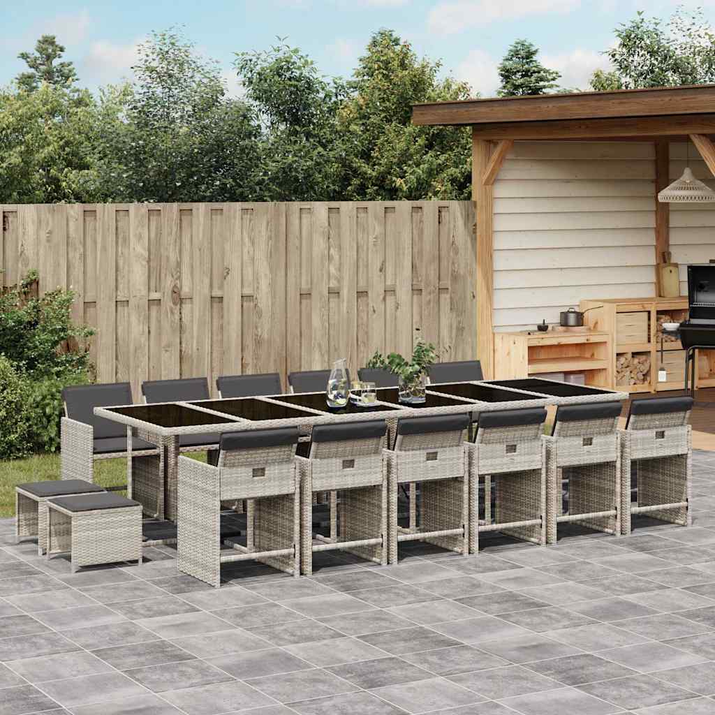 vidaXL 9-delige Tuinset poly rattan zwart
