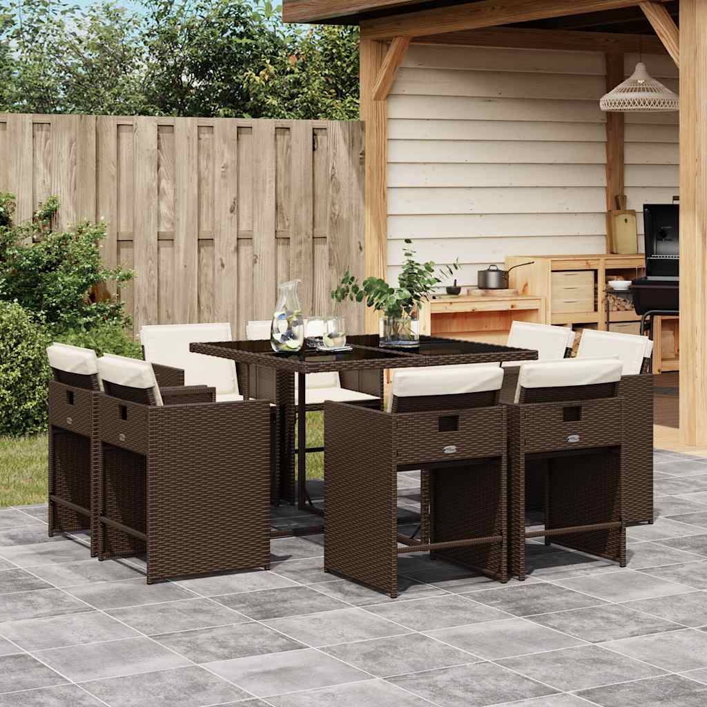 vidaXL 9-delige Tuinset poly rattan zwart