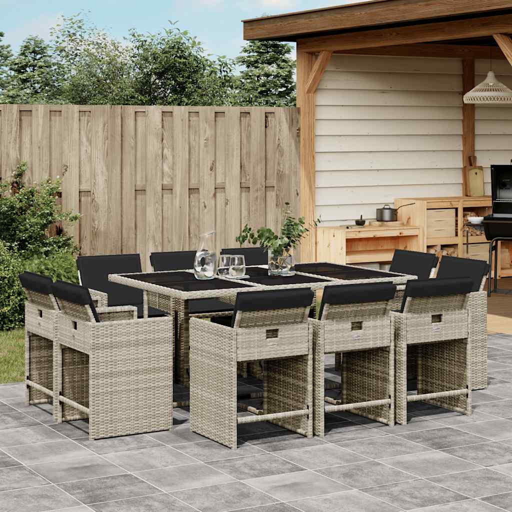 vidaXL 9-delige Tuinset poly rattan zwart
