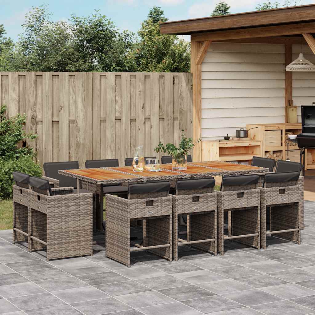 vidaXL 9-delige Tuinset poly rattan zwart
