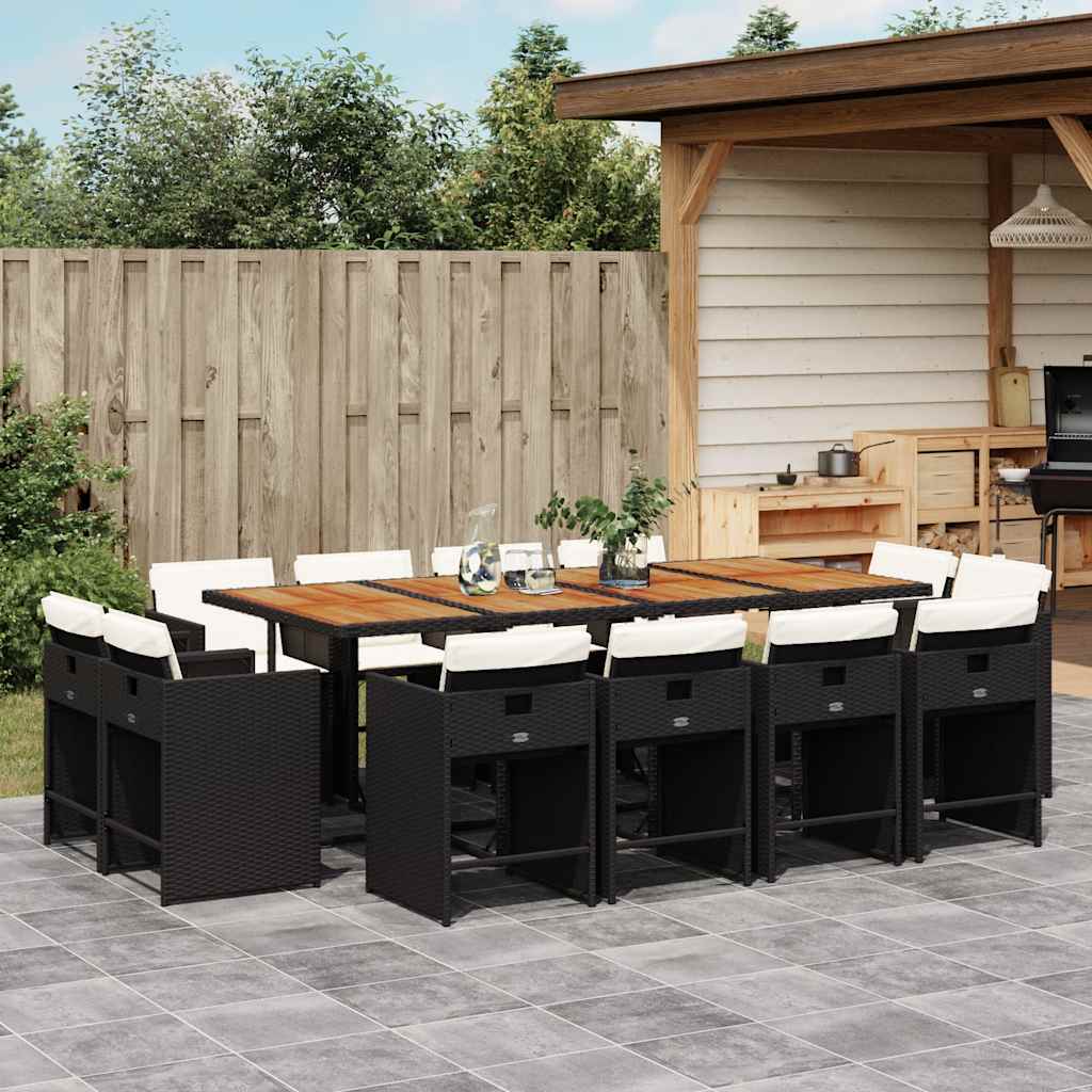 vidaXL 9-delige Tuinset poly rattan zwart