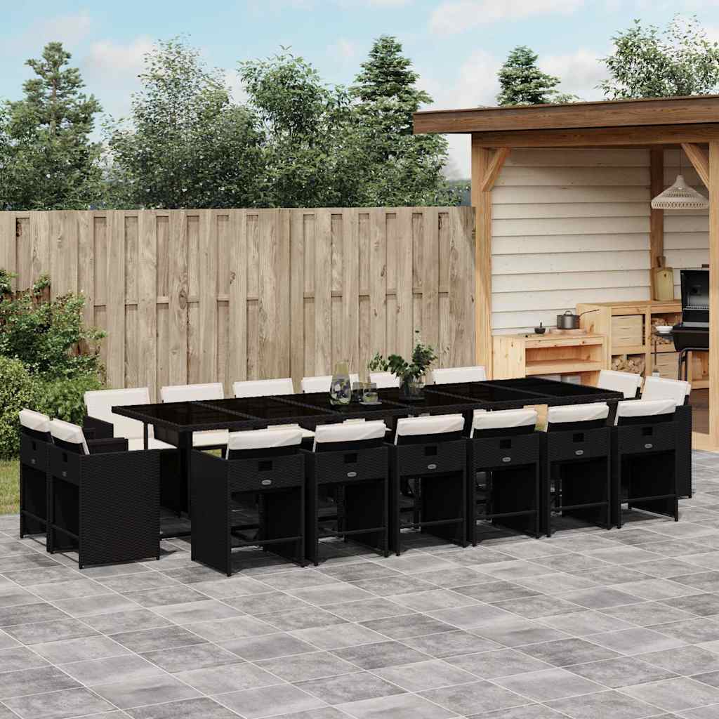 vidaXL 9-delige Tuinset poly rattan zwart