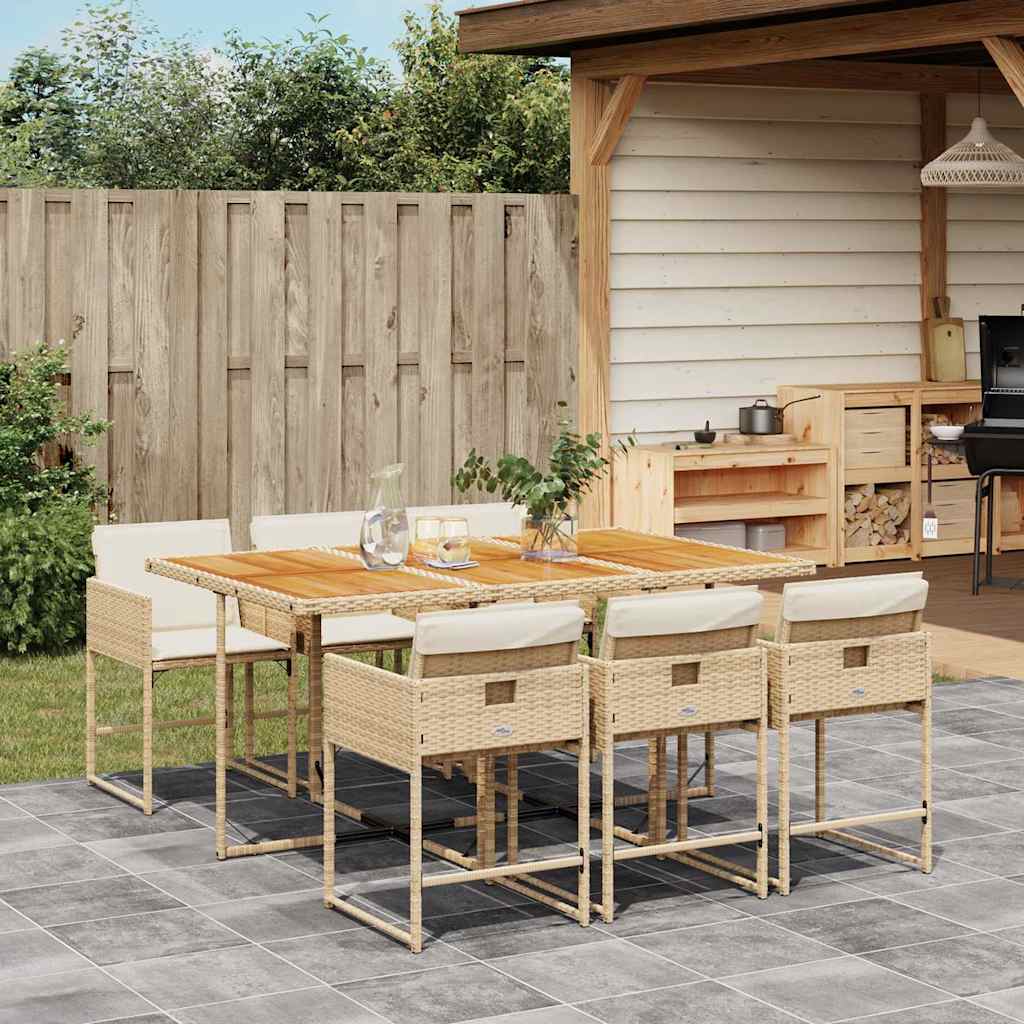 vidaXL 5-delige Tuinset met kussens poly rattan zwart
