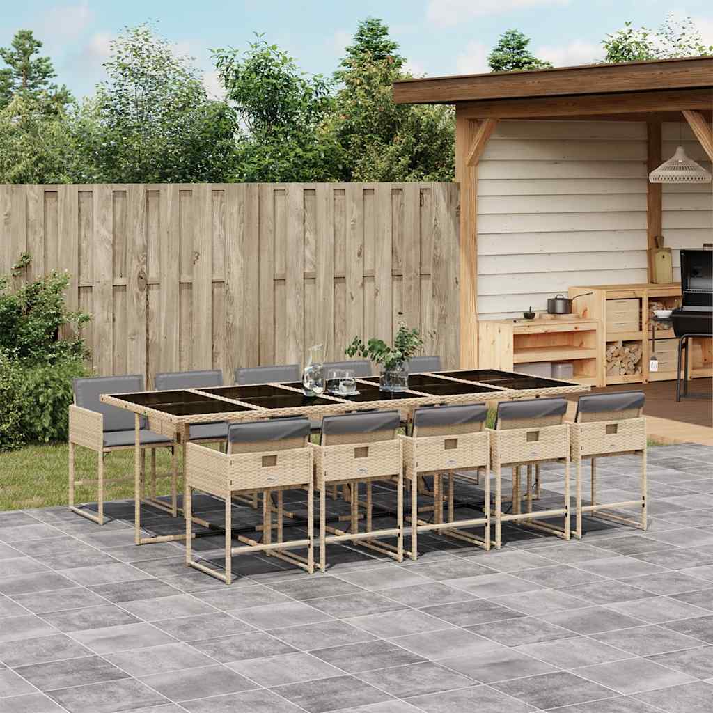 vidaXL 5-delige Tuinset met kussens poly rattan zwart