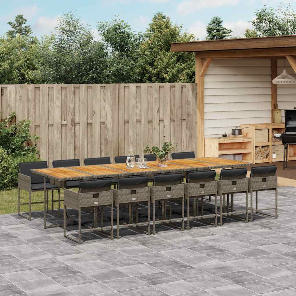 vidaXL 5-delige Tuinset met kussens poly rattan zwart