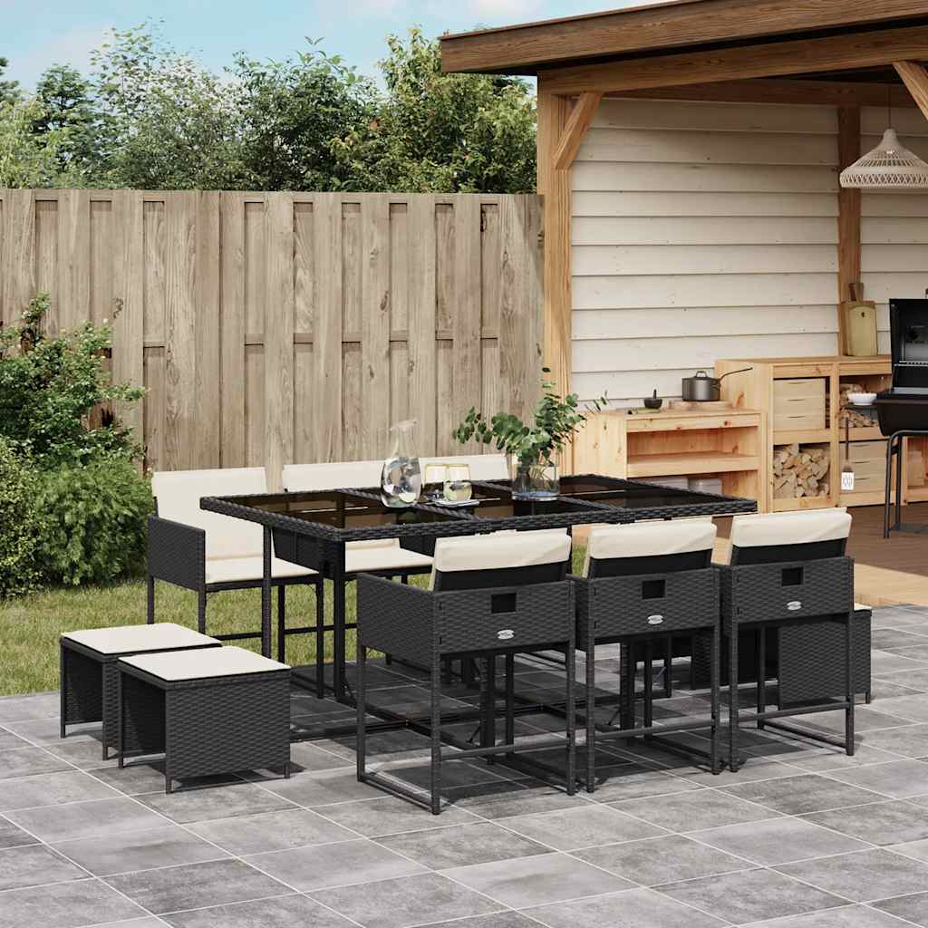 vidaXL 9-delige Tuinset poly rattan zwart