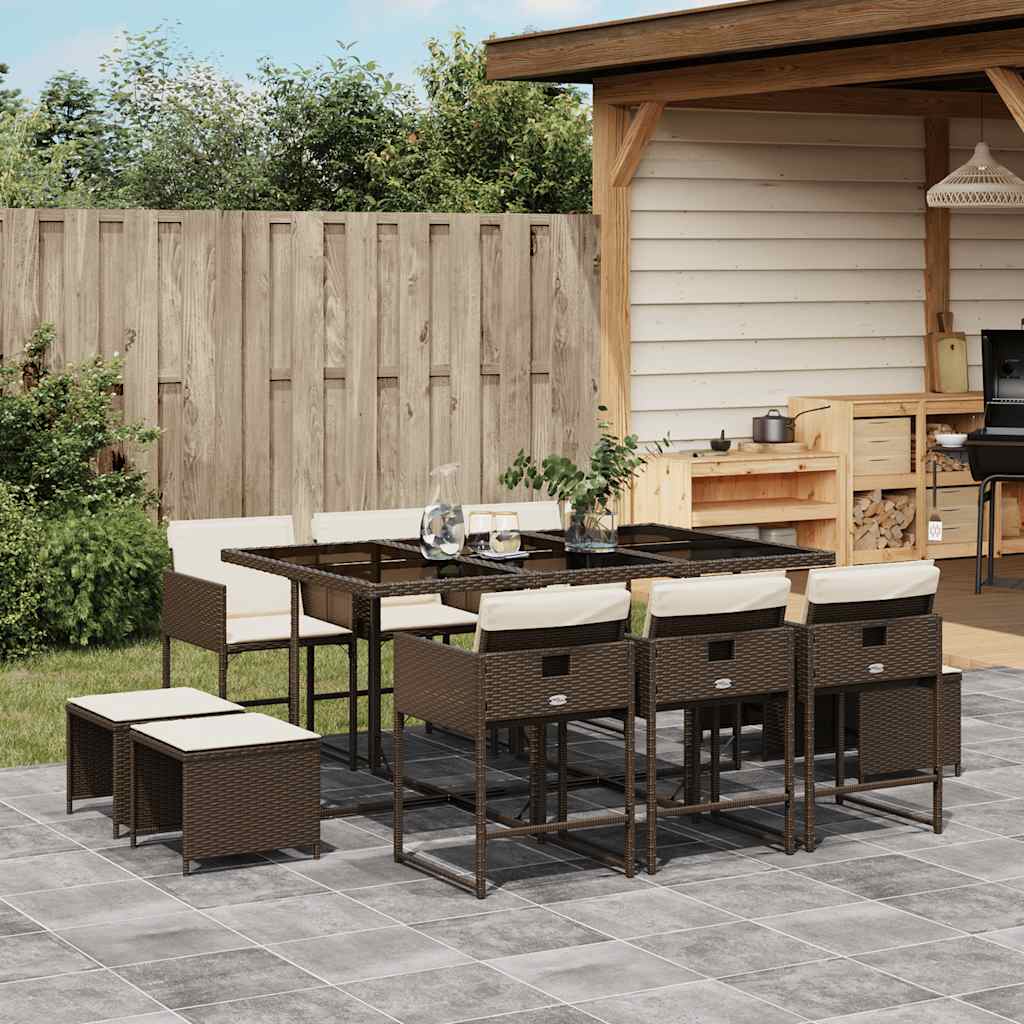 vidaXL 9-delige Tuinset poly rattan zwart