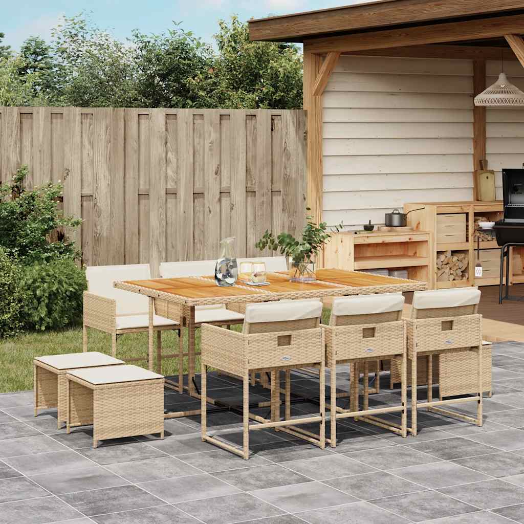 vidaXL 9-delige Tuinset poly rattan zwart
