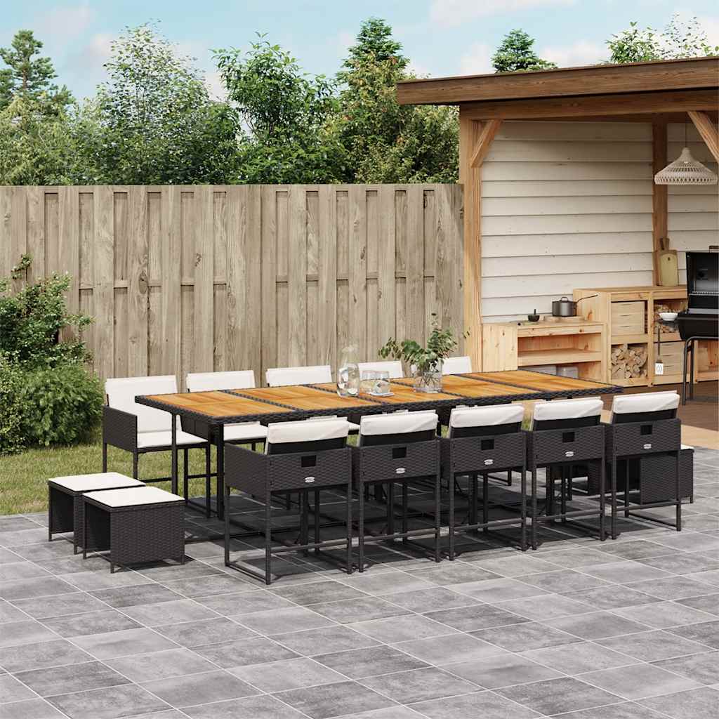 vidaXL 9-delige Tuinset poly rattan zwart