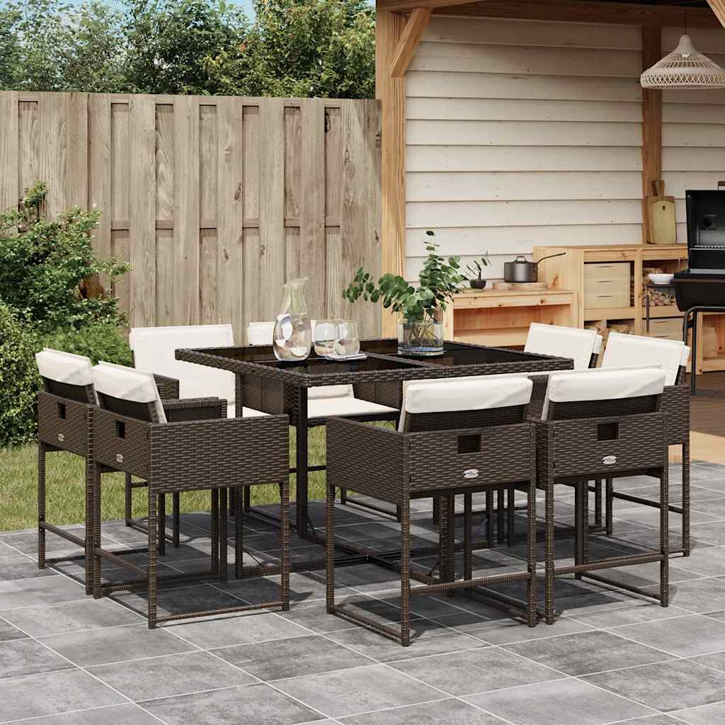 vidaXL 9-piece Garden Dining Set Poly Rattan Black