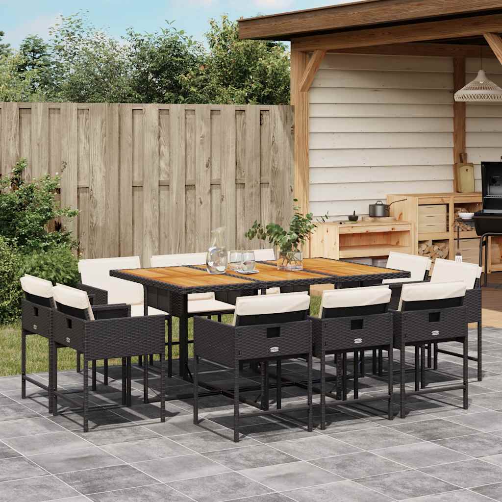 vidaXL 9-piece Garden Dining Set Poly Rattan Black