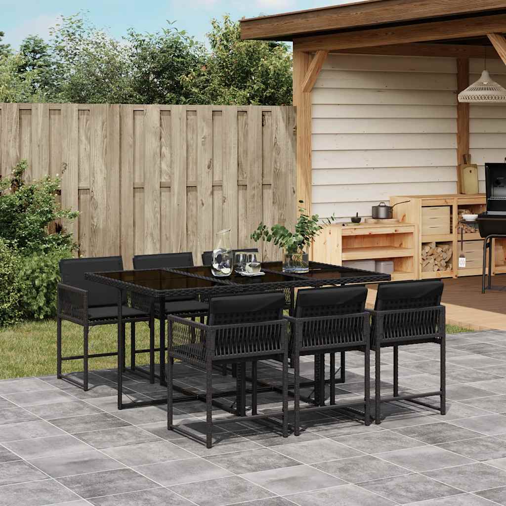 vidaXL 5-piece Garden Dining Set with Cushions Poly Rattan Black