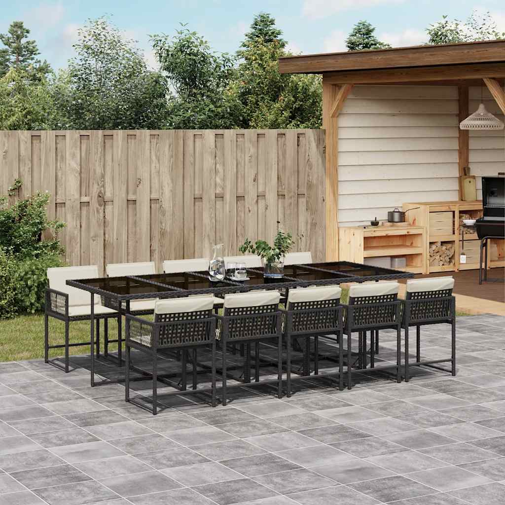 vidaXL 5-piece Garden Dining Set with Cushions Poly Rattan Black