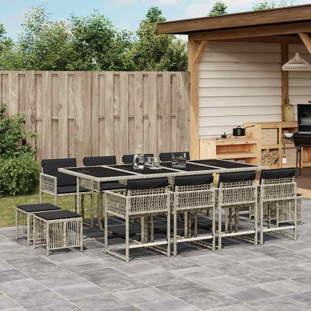 vidaXL 9-delige Tuinset poly rattan zwart