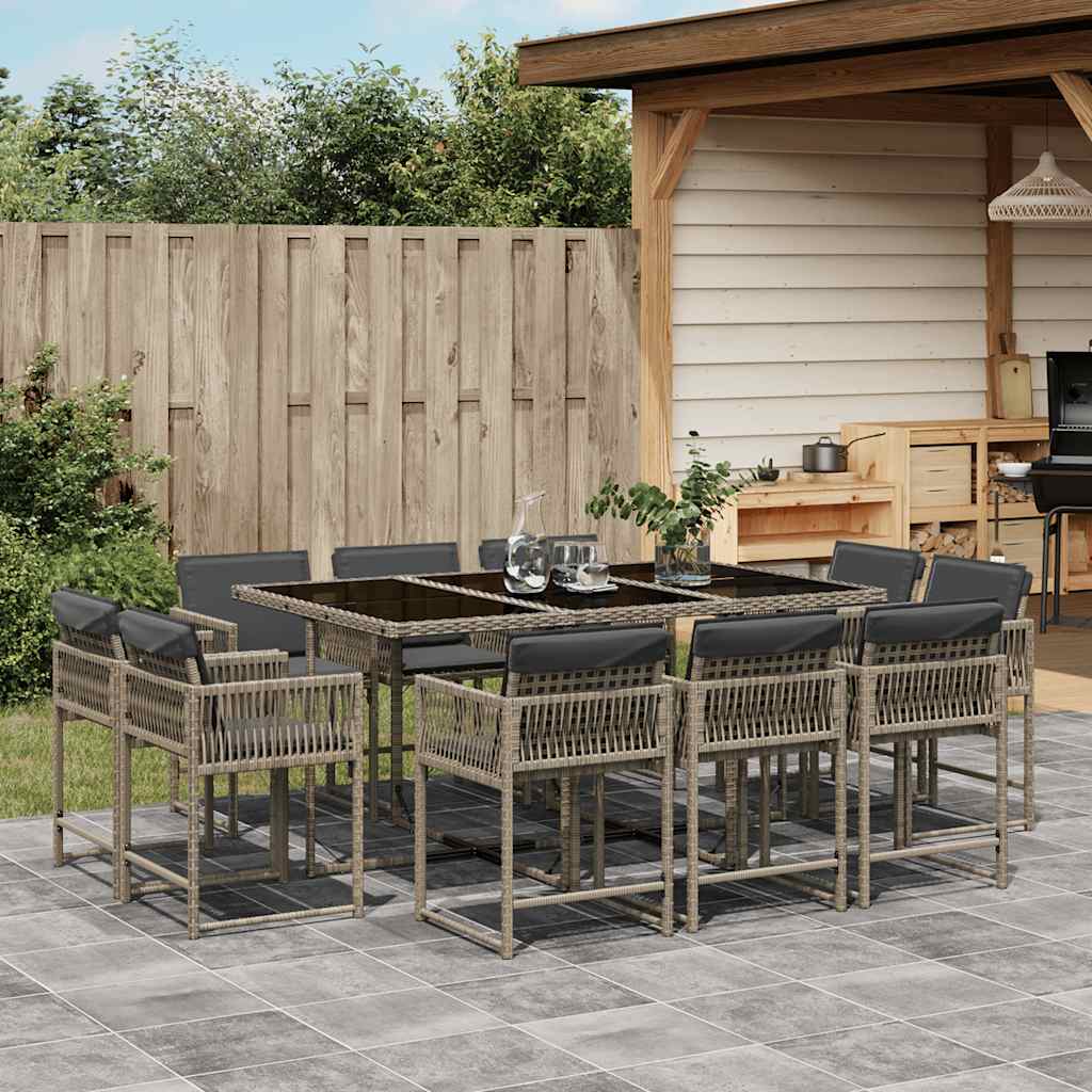 vidaXL 9-delige Tuinset poly rattan zwart