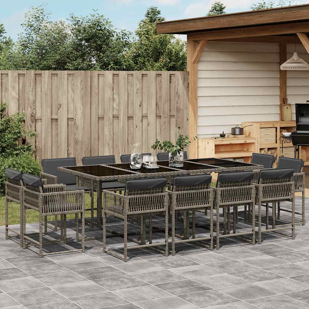 vidaXL 9-delige Tuinset poly rattan zwart