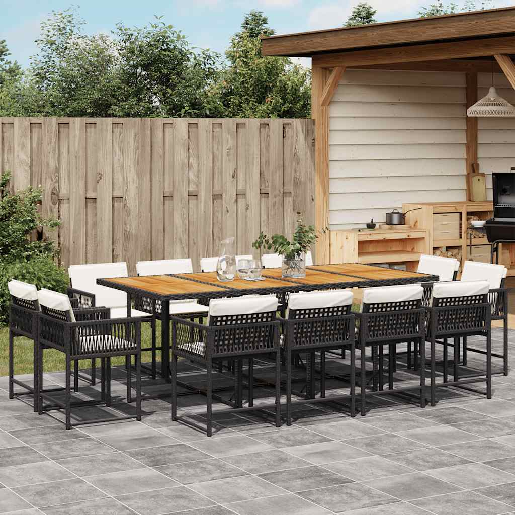 vidaXL 9-delige Tuinset poly rattan zwart