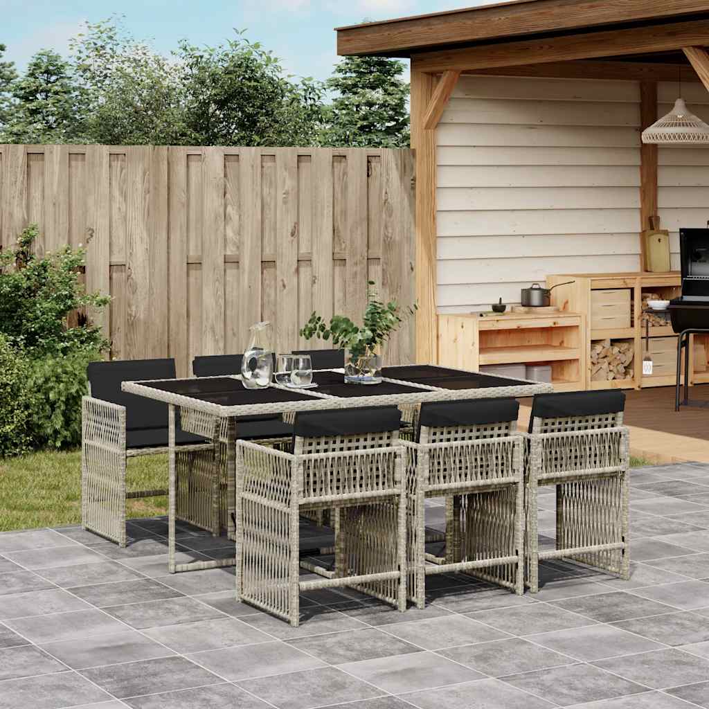 vidaXL 5-delige Tuinset met kussens poly rattan zwart