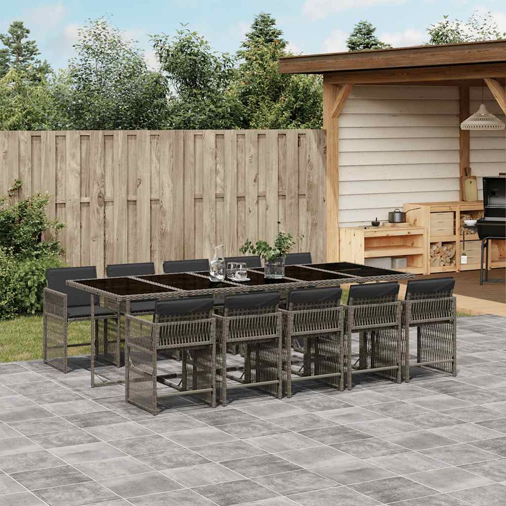 vidaXL 5-delige Tuinset met kussens poly rattan zwart