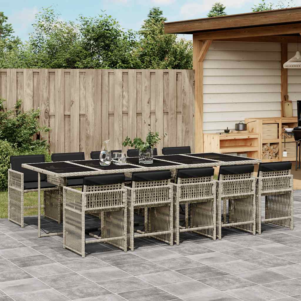 vidaXL 5-delige Tuinset met kussens poly rattan zwart