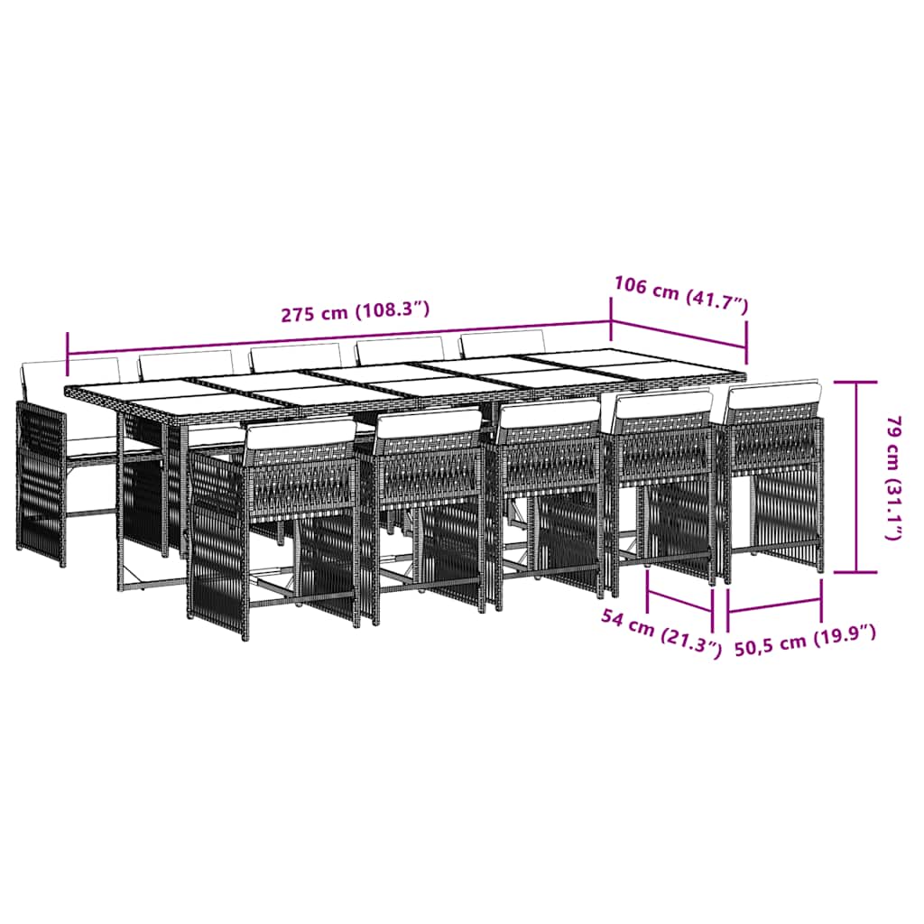 vidaXL 5-delige Tuinset met kussens poly rattan zwart