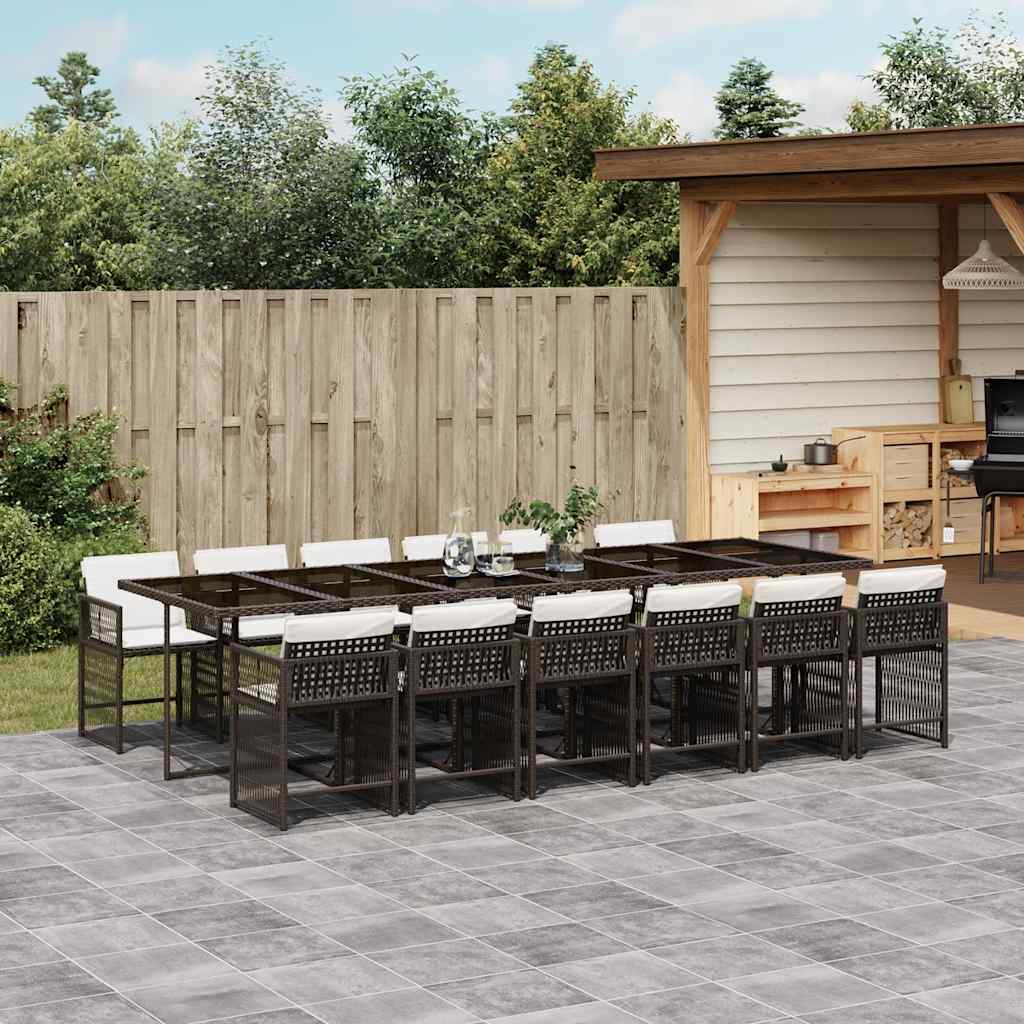 vidaXL 5-delige Tuinset met kussens poly rattan zwart