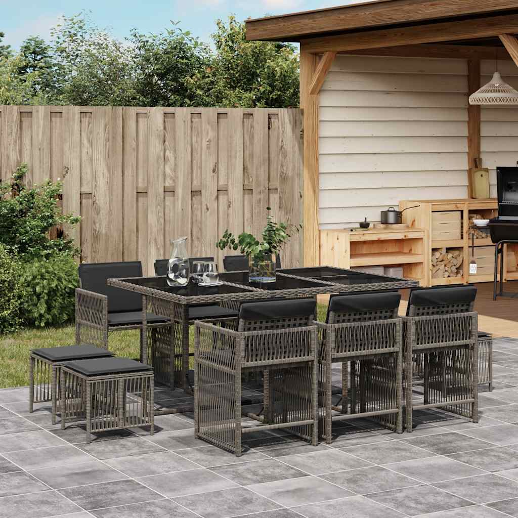 vidaXL 9-delige Tuinset poly rattan zwart