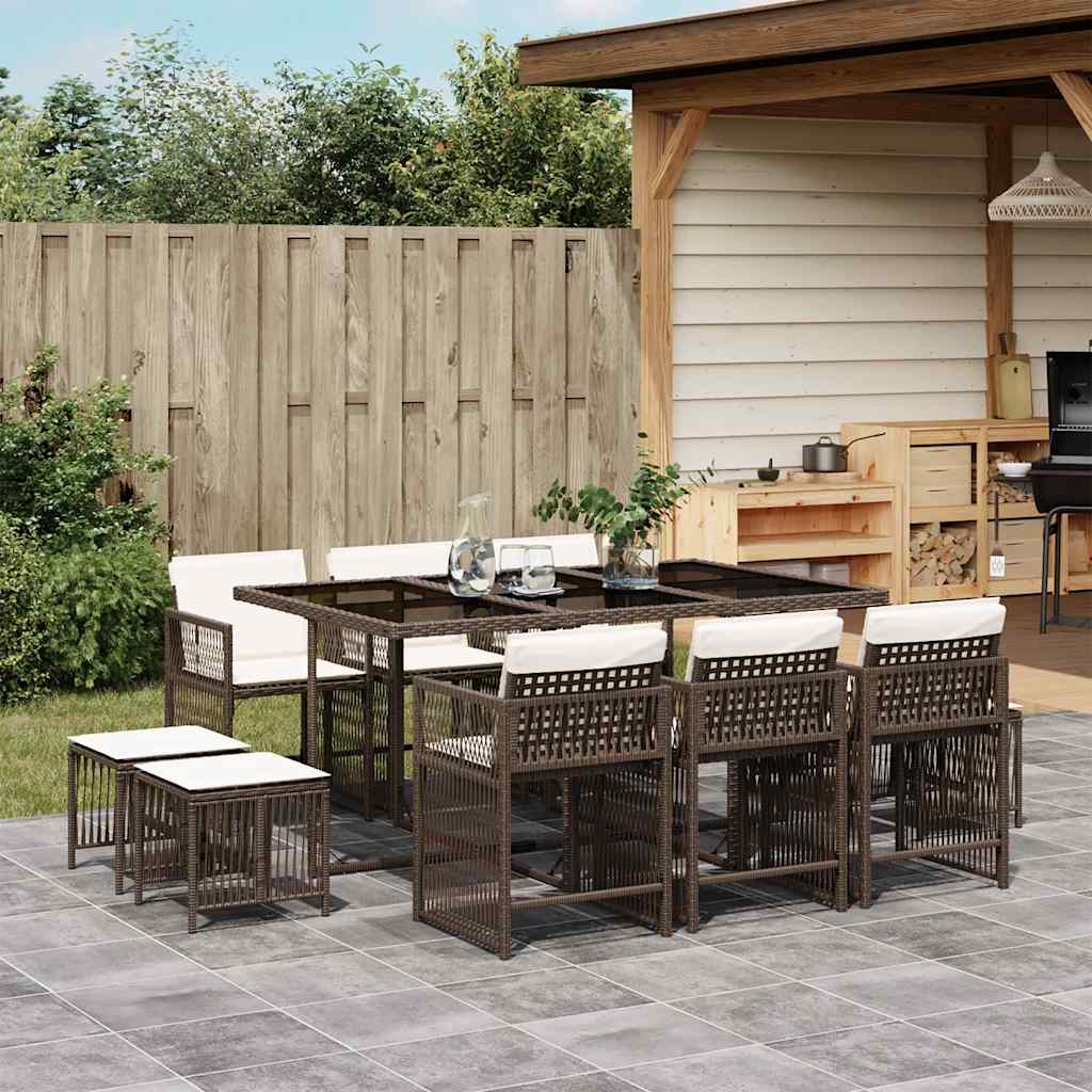 vidaXL 9-delige Tuinset poly rattan zwart