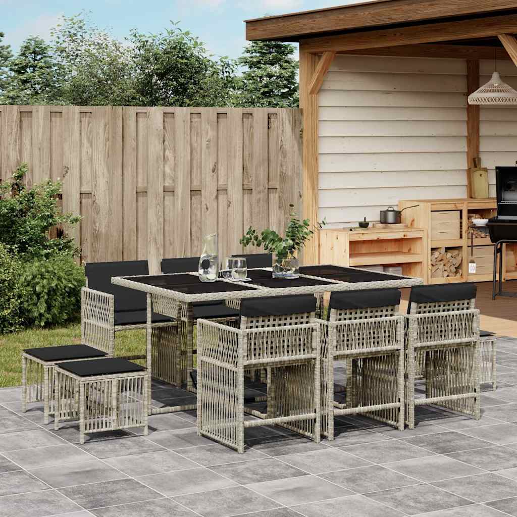vidaXL 9-delige Tuinset poly rattan zwart
