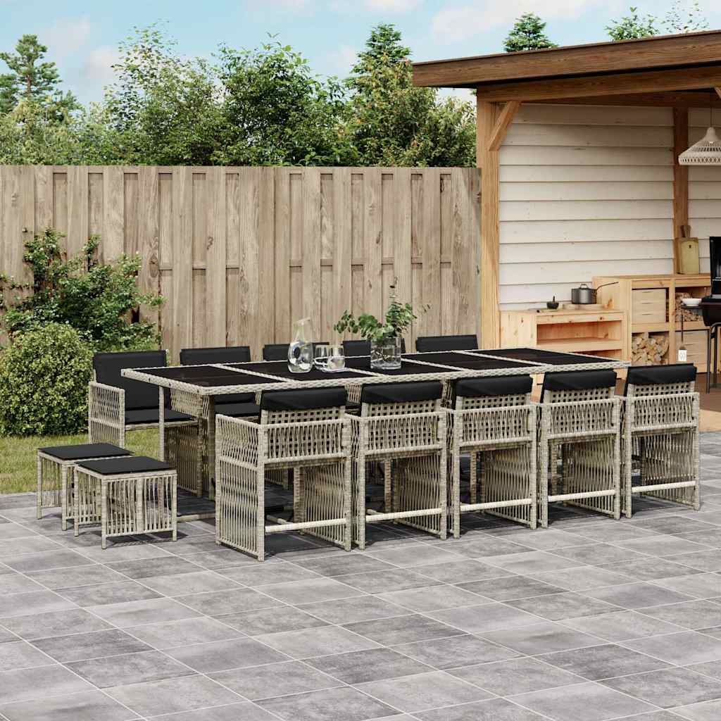 vidaXL 9-delige Tuinset poly rattan zwart