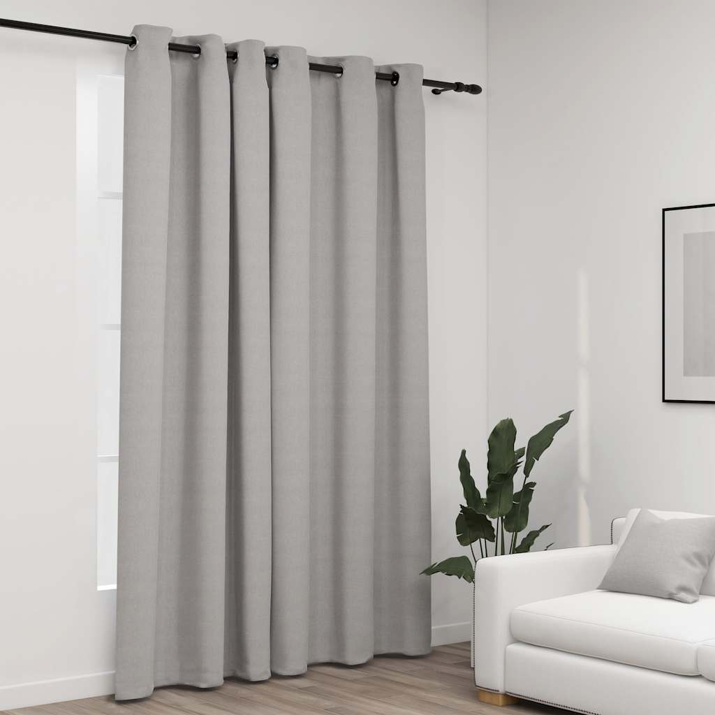 vidaXL Gordijn linnen-look verduisterend met ogen 290x245 cm zwart